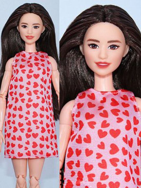 Rosa 1/6 boneca roupas vermelho amor coração mini vestido para